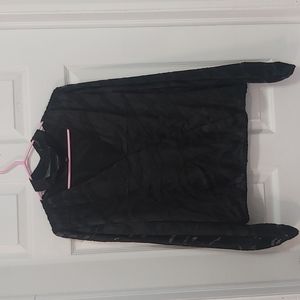 WHBM black satin burnout surplice blouse with removable choker detail size M